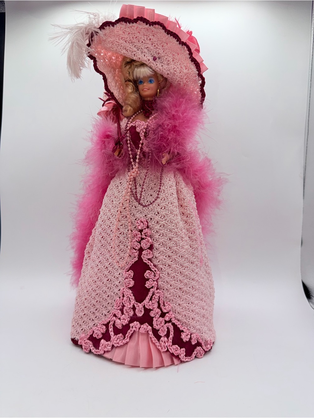 Handmade Victorian Style Crochet Dress For Barbie Doll